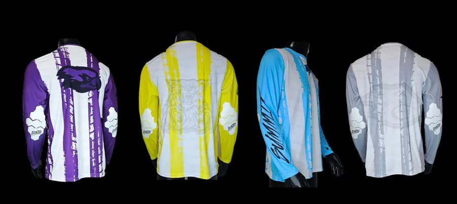 Dye-sublimated long-sleeve jerseys, printed in our shop