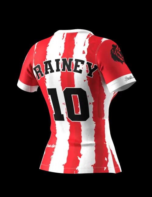 A team jersey printed with a player's name and number