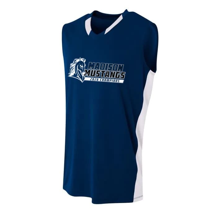 Basketball Jersey with the Madison Mustangs logo